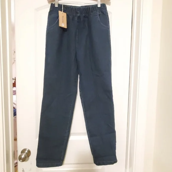 🛍️BUNDLE ONLY ITEM🛍️NWT Dark Blue Elastic Waist Pants - Picture 2 of 12